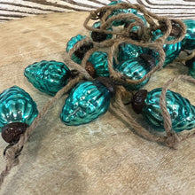 Load image into Gallery viewer, Large Teal Mercury Glass Ornament Garland
