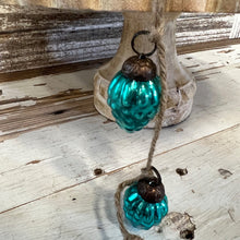 Load image into Gallery viewer, Large Teal Mercury Glass Ornament Garland
