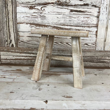 Load image into Gallery viewer, White Wash Wooden Stool
