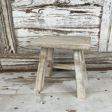 Load image into Gallery viewer, White Wash Wooden Stool

