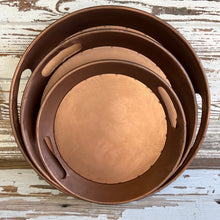 Load image into Gallery viewer, Round Copper Finish Tray Set
