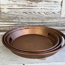 Load image into Gallery viewer, Round Copper Finish Tray Set
