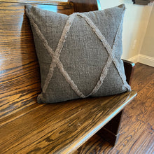 Load image into Gallery viewer, 20&quot; Grey Cross Check Pillow
