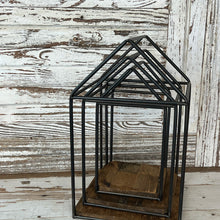 Load image into Gallery viewer, Framed Recycled Wood House Lanterns
