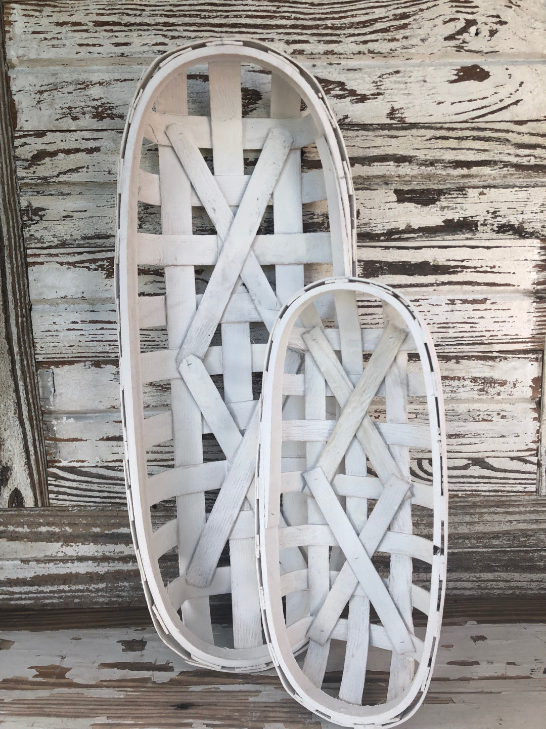 oval tobacco basket Rustic Tray - Brown Keep your tabletops organized (and looking farmhouse Whitewash Oval Tobacco Basket Set