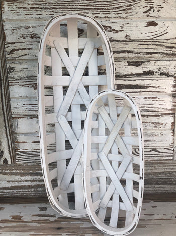 tobacco basket white RUSTIC METAL With Poinsettias , Pinecones and Greens. Christmas, Winter, Year Round. Rustic Wreath chic!) with this set of three tobacco baskets Round Lattice Tobacco Baskets -