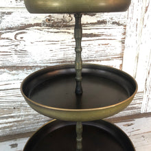 Load image into Gallery viewer, Three Tier Antique Brass Tray
