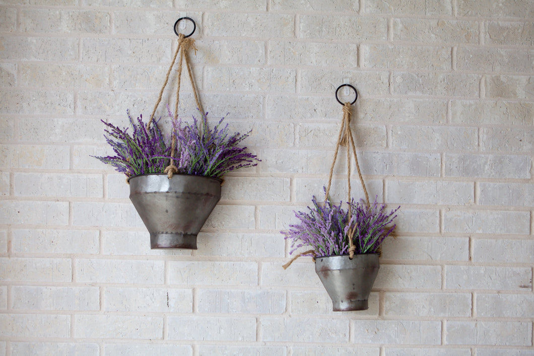 Galvanized Wall Hanging Planters - Set of 2