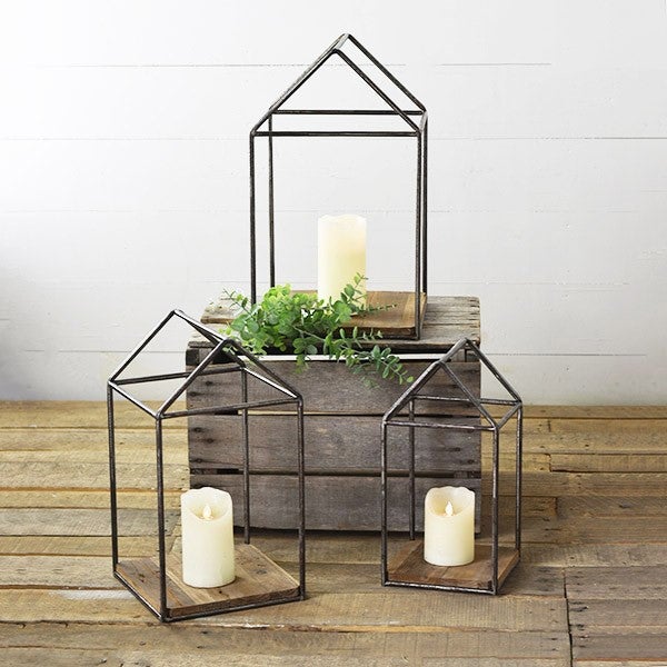 Framed Recycled Wood House Lanterns
