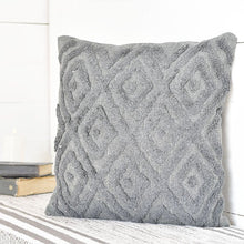 Load image into Gallery viewer, 20&quot; Grey Diamond Pattern Pillow
