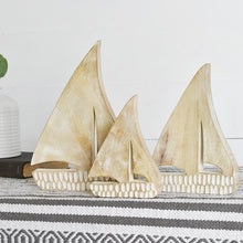 Load image into Gallery viewer, Carved Wood Sailboat Set
