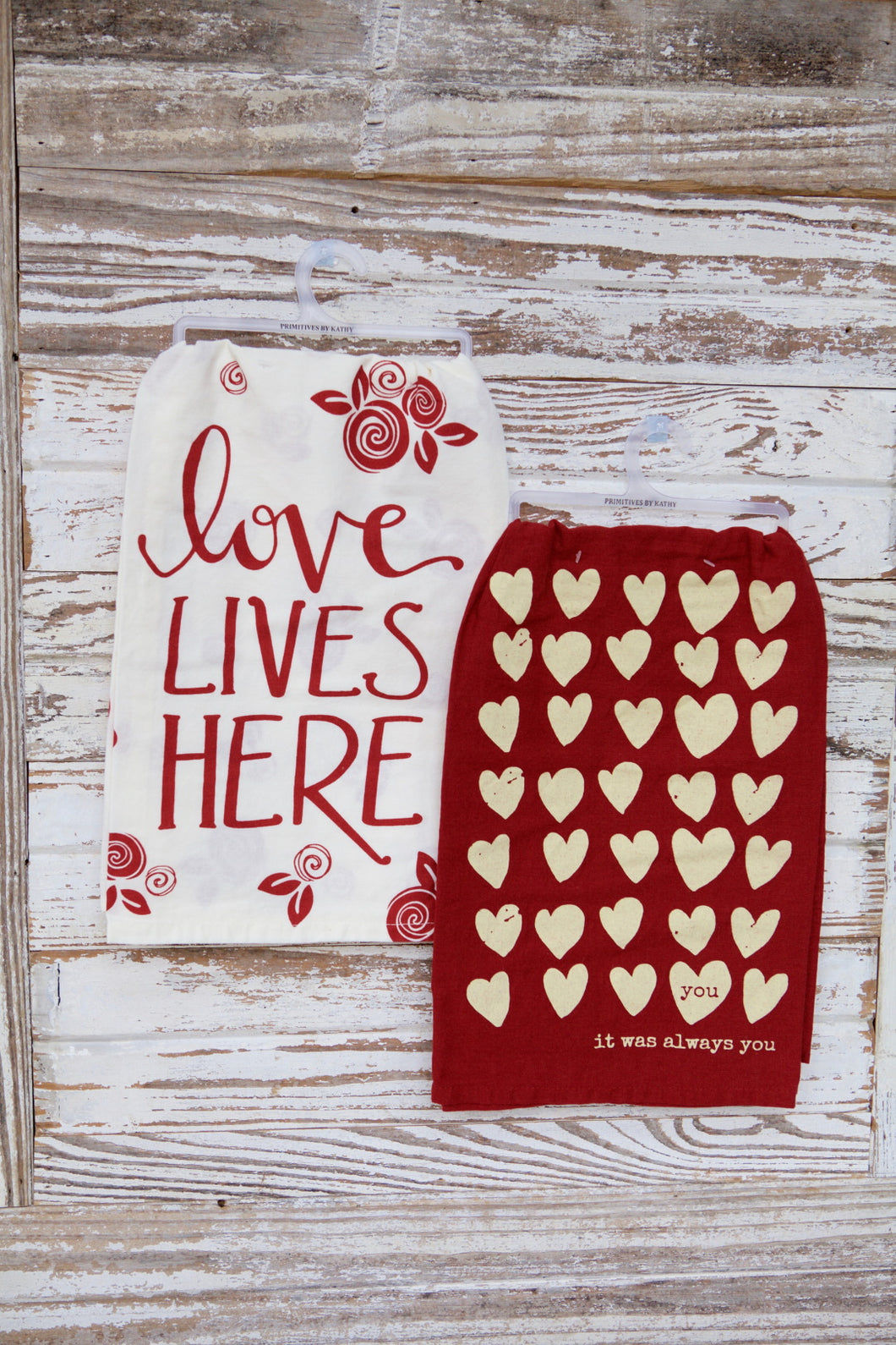 Red Love Themed Kitchen Towel Sets